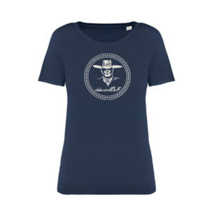 CAMISETA MUJER AZUL MARINO VAQUERO BEIGE
